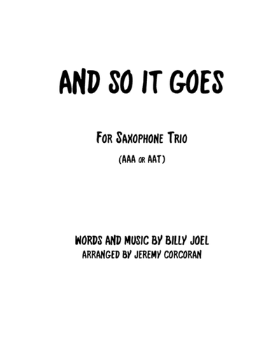 And So It Goes (arr. Jeremy Corcoran)