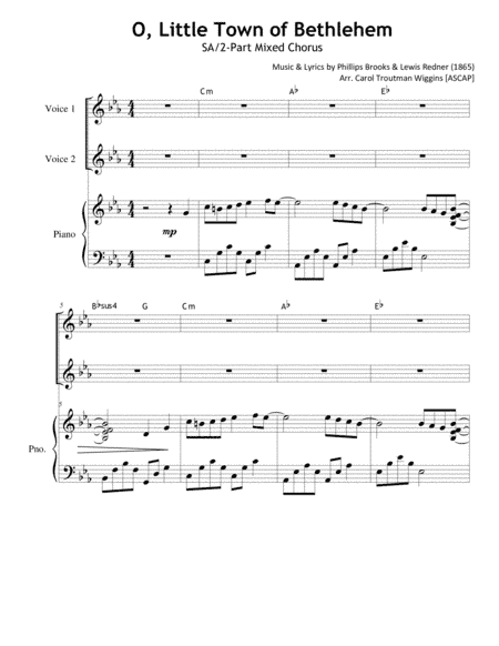 O Little Town of Bethlehem (2-Part) (arr. Carol Troutman Wiggins)