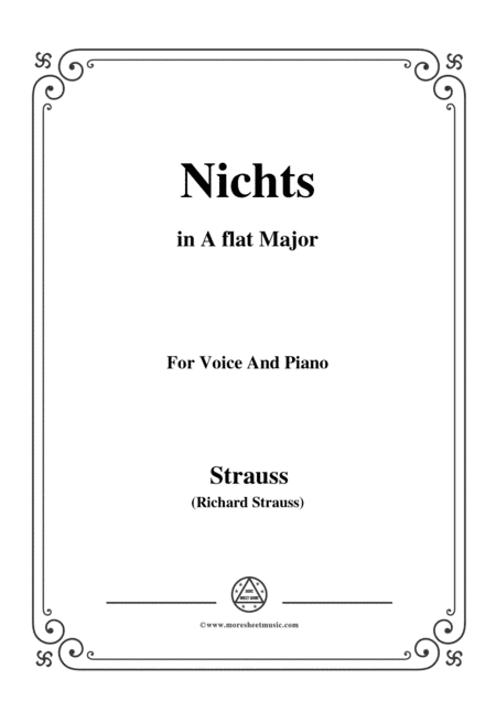 Richard Strauss-Nichts in A flat Major,for Voice and Piano (arr. MSM)