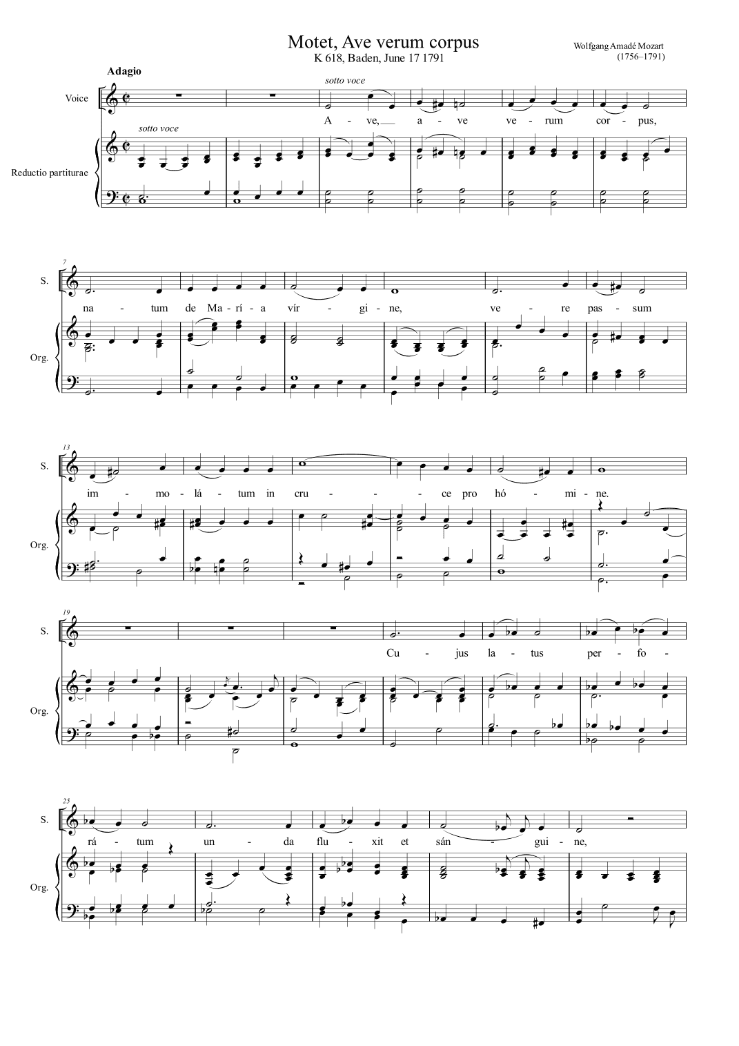 Ave Verum Corpus - Arranged for solo Medium and Low Voice (arr. Dr. Gregory Hamilton)