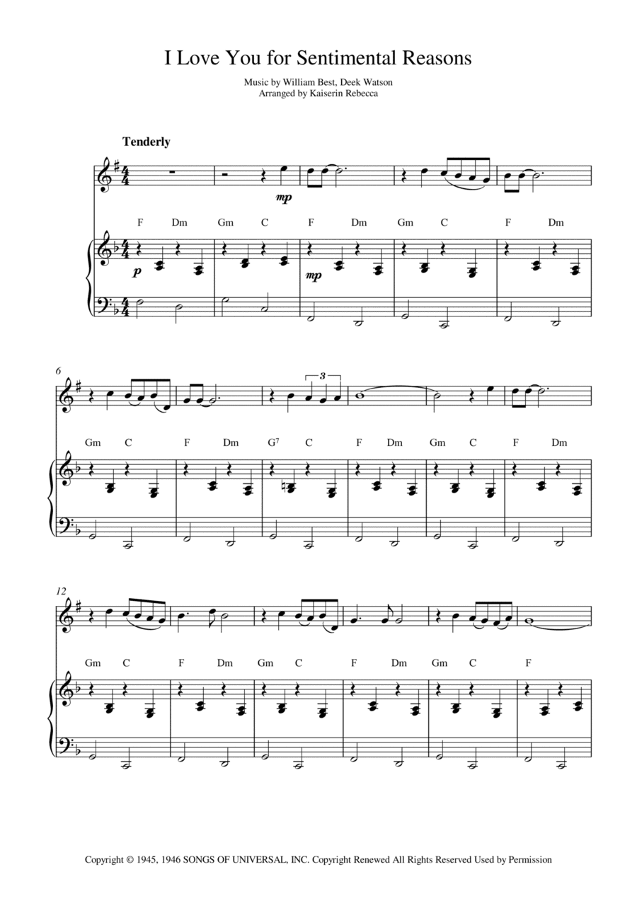 (i Love You) For Sentimental Reasons (arr. Kaiserin Rebecca)