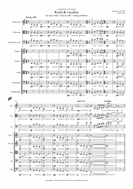 Koral & Vocalise for solo string instrument + string orchestra