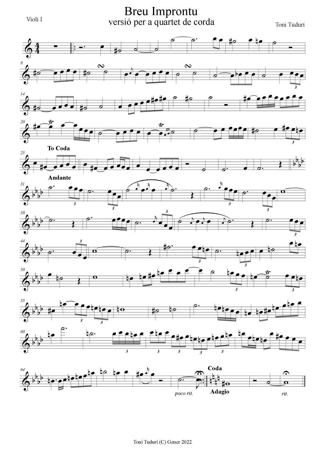 Improntu for string or flute quartet