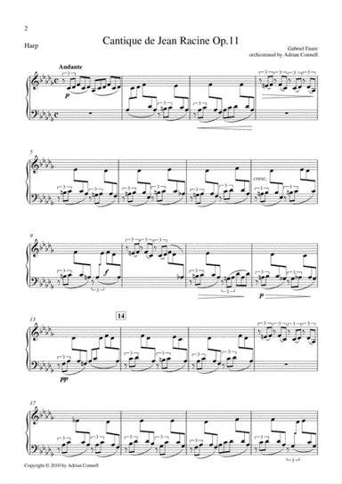 Faure - Cantique de Jean Racine orchestrated Adrian Connell - Harp (arr. Adrian Connell)