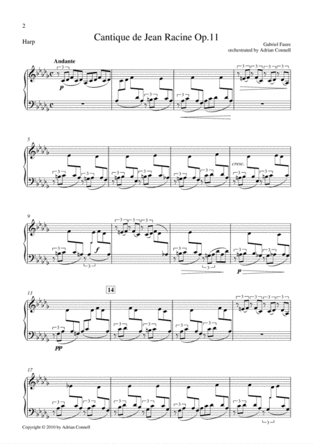 Faure - Cantique de Jean Racine orchestrated Adrian Connell - Harp (arr. Adrian Connell)
