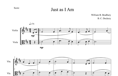 Just As I Am (Violin and Viola Duet) (arr. B. C. Dockery)