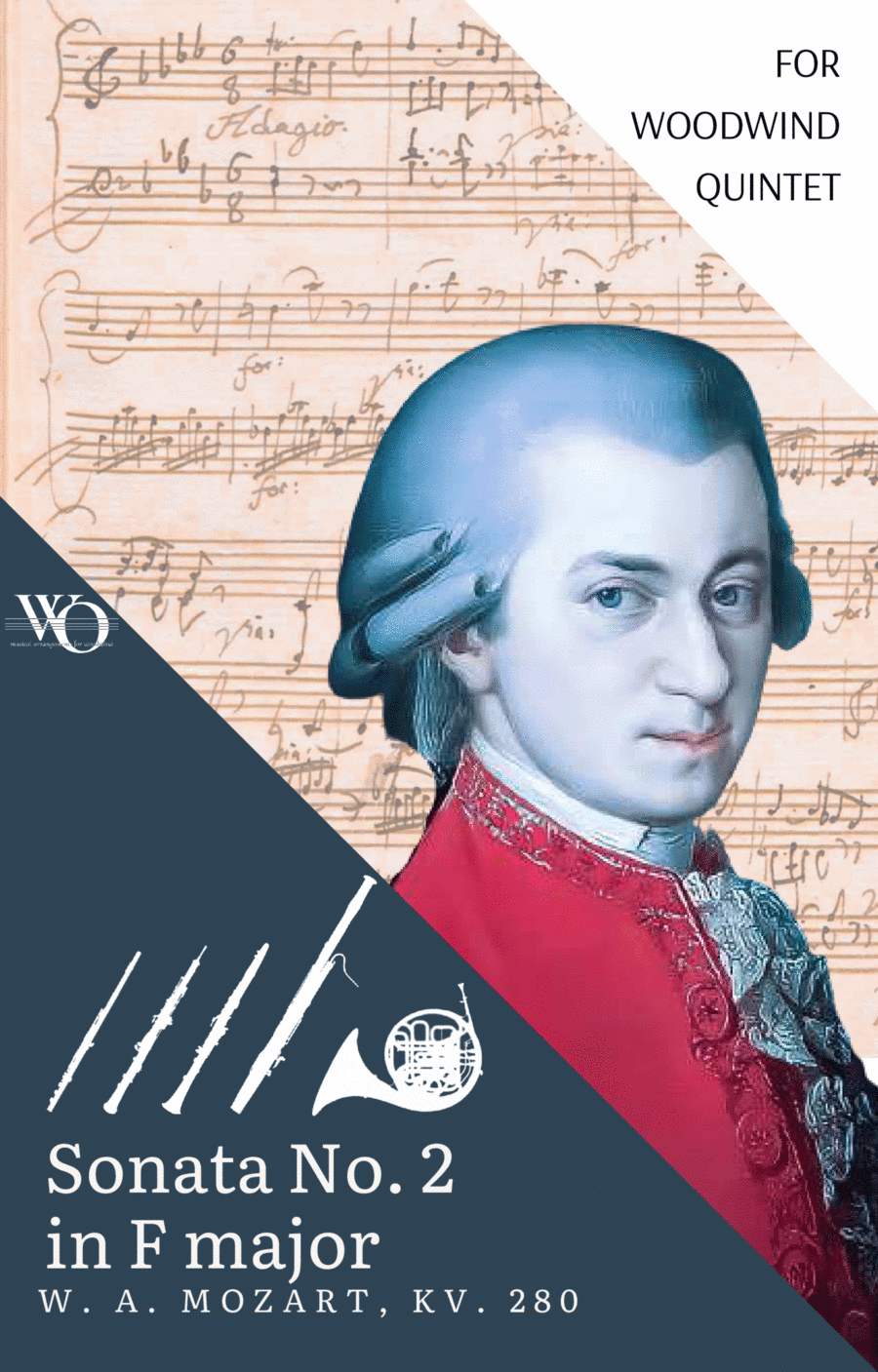 Adagio from Piano Sonata No 2 in F major by  Mozart K 280 for Woodwind Quintet (arr. Woods Only)
