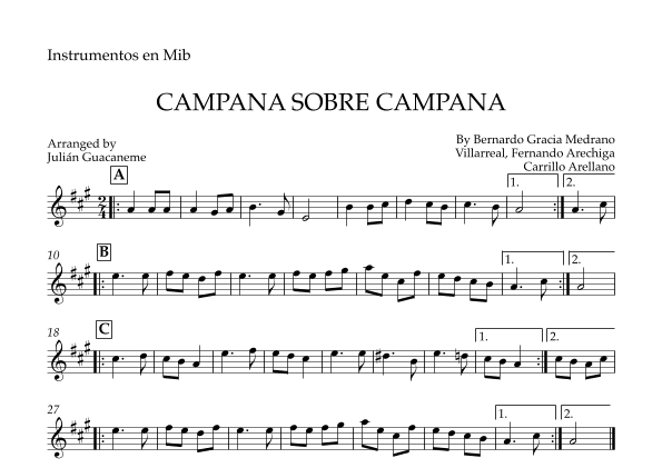 Campana Sobre Campana (arr. Julian Guacaneme)