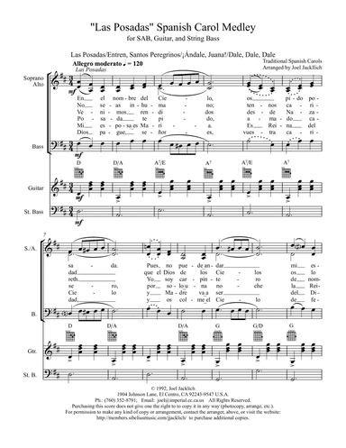 Las Posadas Spanish Christmas Medley for SAB Chorus, Guitar, and Bass (arr. Joel Jacklich (ASCAP))