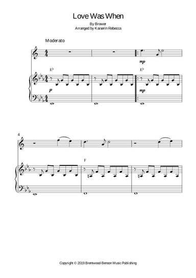 Love Was When (arr. Kaiserin Rebecca)