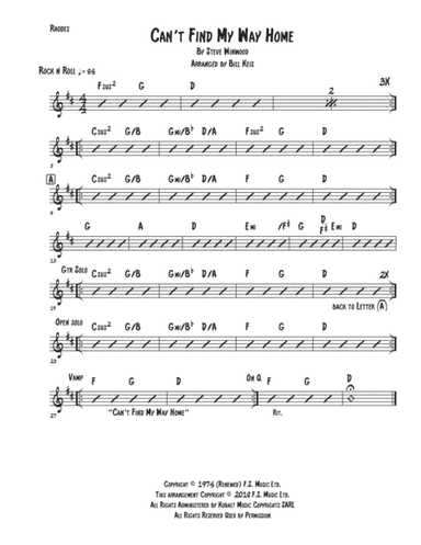 Can't Find My Way Home (arr. Bill Keis)
