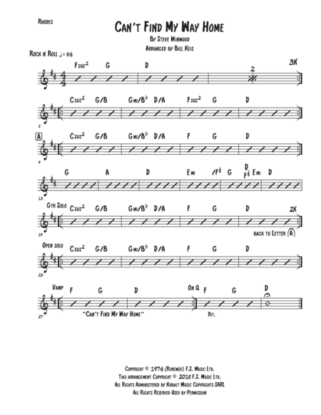 Can't Find My Way Home (arr. Bill Keis)