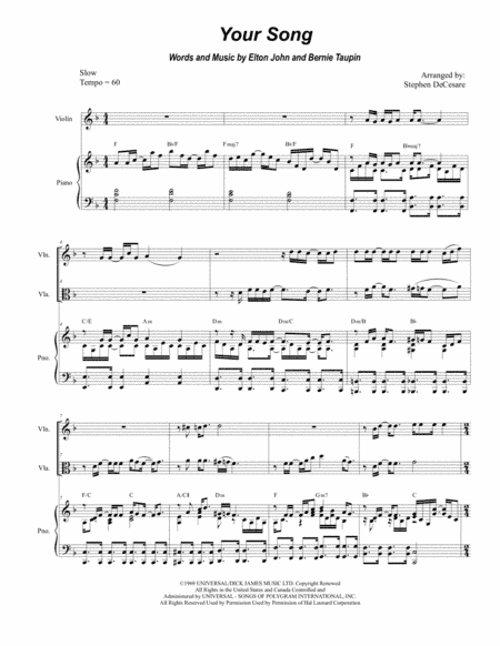 Your Song (arr. Stephen DeCesare)