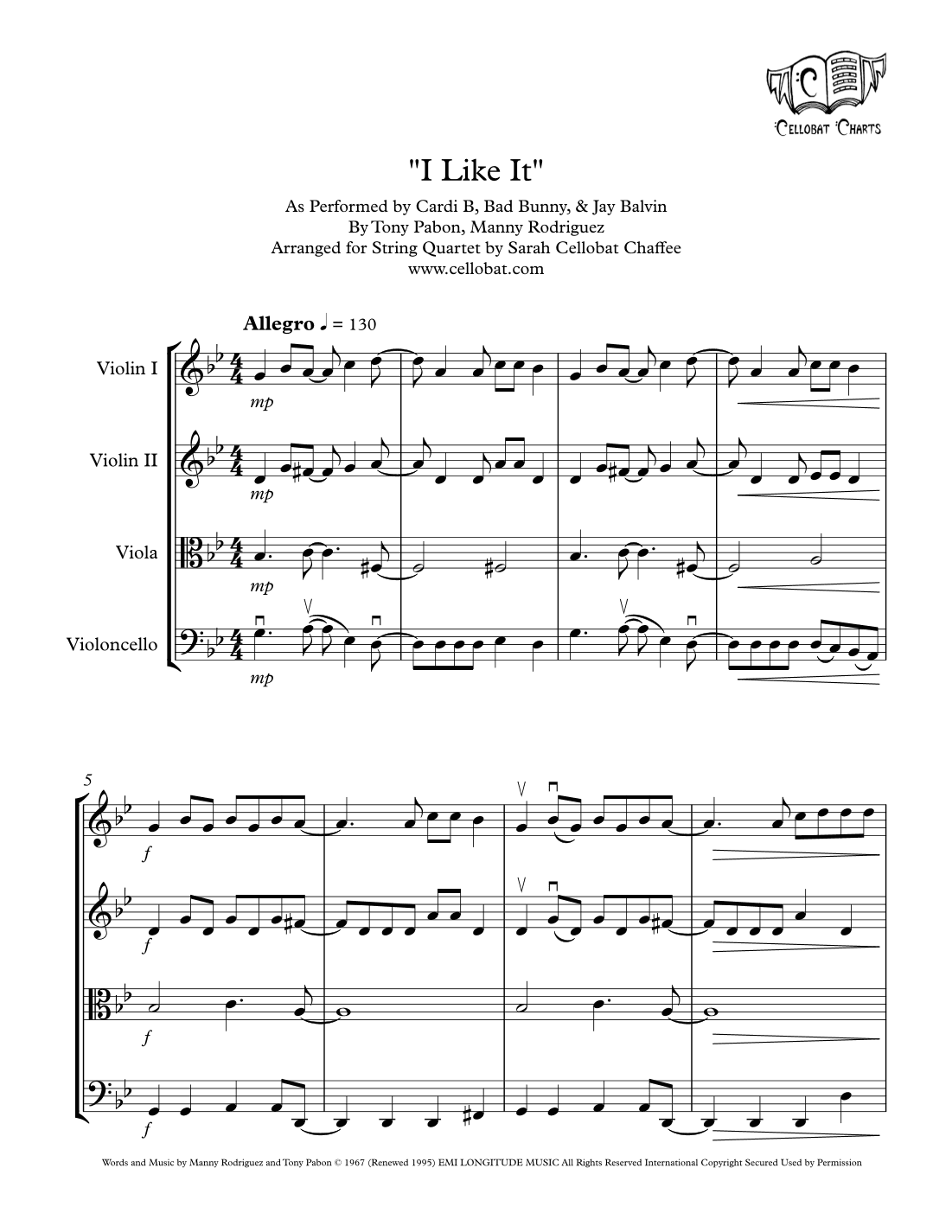 I Like It (arr. Sarah Cellobat Chaffee)