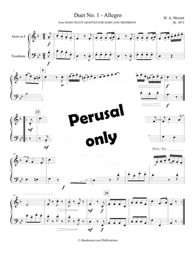 “Duet No. 1 - Allegro” from EIGHT DUETS ADAPTED FOR HORN AND TROMBONE (arr. Brian Harris)