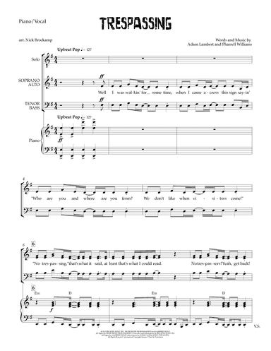 Trespassing (arr. Nick Brockamp)