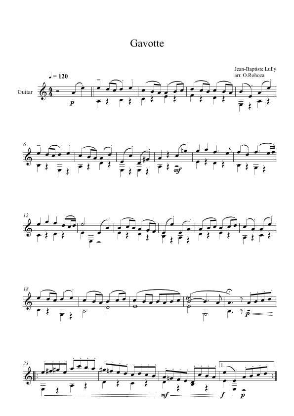 Gavotte - Jean-Baptiste Lully (Guitar) (arr. Oleksii Rohoza)
