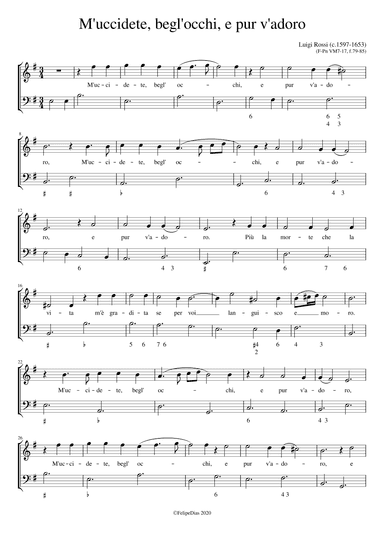 M'uccidete begl'occhi e pur v'adoro (arr. Early Music Scores)