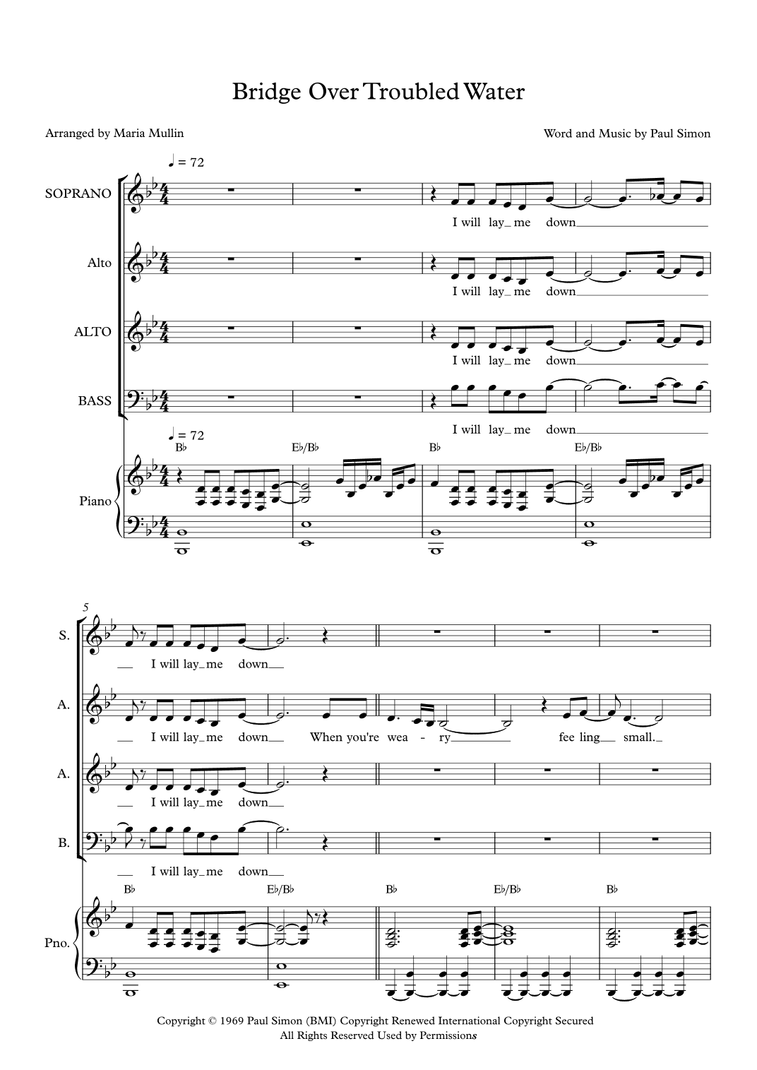 Bridge Over Troubled Water (arr. Maria Mullin)