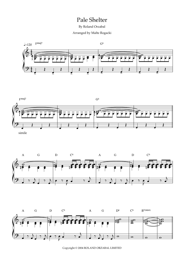 Pale Shelter (arr. Malte Rogacki)