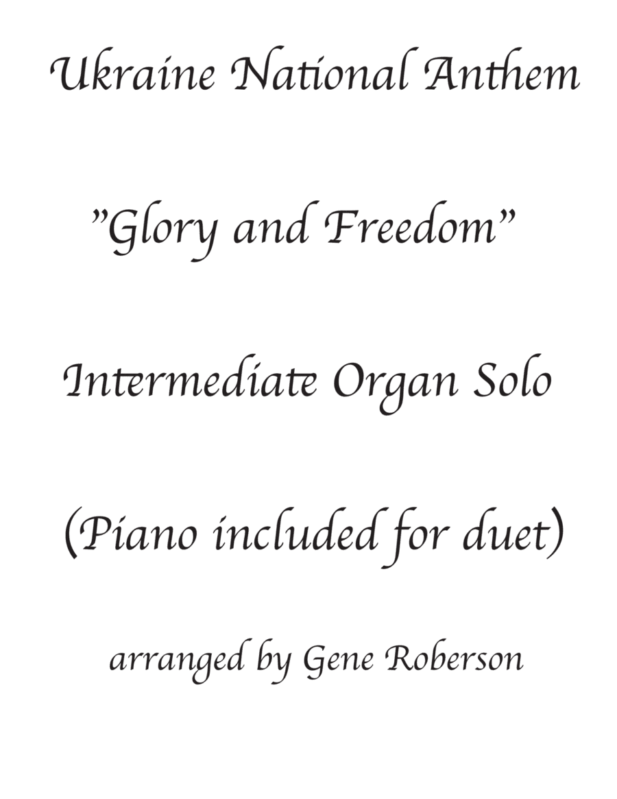 Ukraine National Anthem for Organ (arr. Gene Roberson)