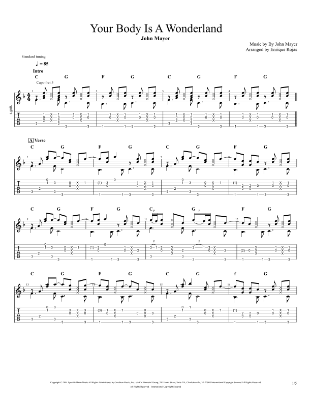 Your Body Is A Wonderland (arr. Enrique Rojas)