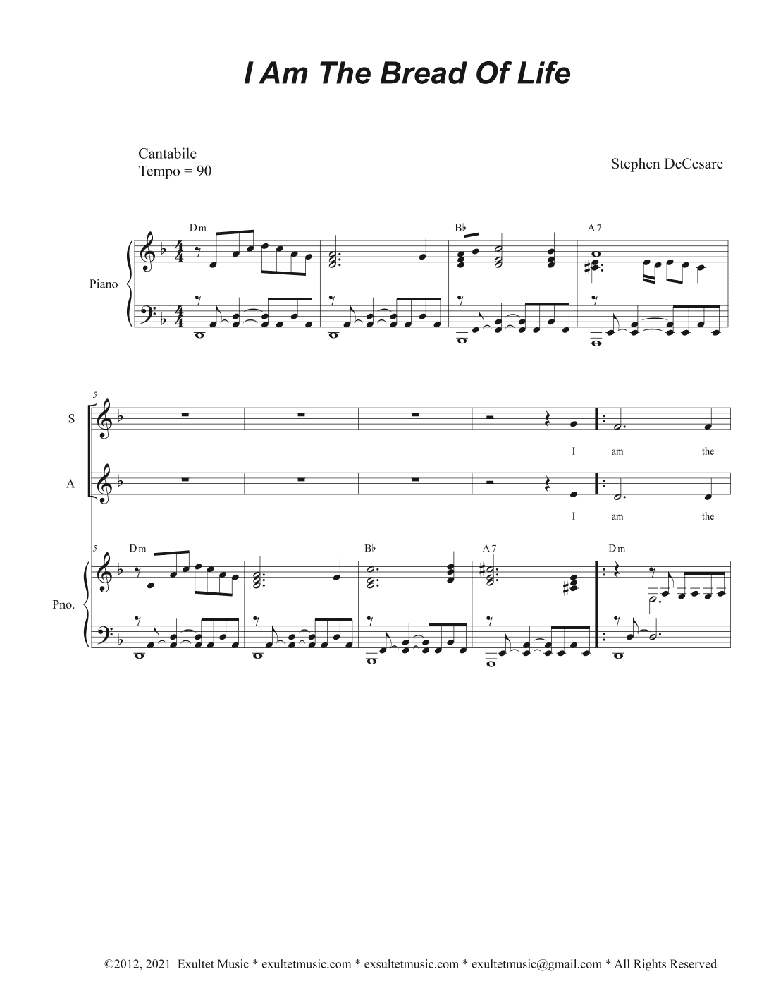 I Am The Bread Of Life (Vocal Trio - (SAB)