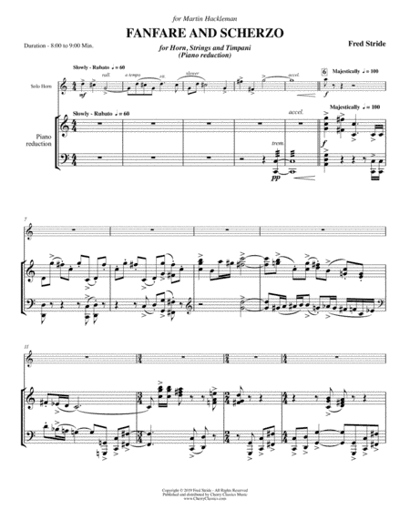 Fanfare and Scherzo for Horn solo with Piano reduction