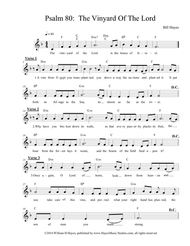 Psalm 80:  The Vinyard Of The Lord - leadsheet