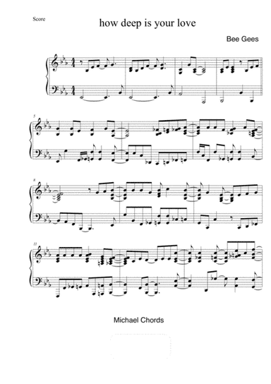 How Deep Is Your Love  from the Motion Picture SATURDAY NIGHT FEVER (arr. Michael Chords)