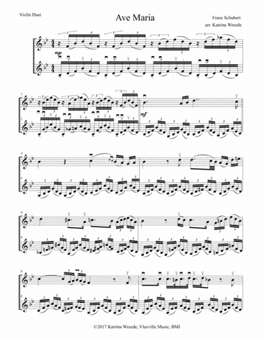 Ave Maria for 2 violins (arr. Katrina Wreede)