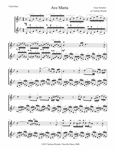 Ave Maria for 2 violins (arr. Katrina Wreede)