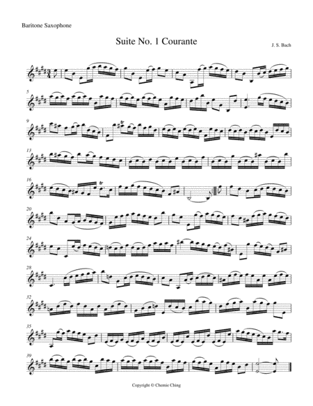 J.S. Bach - Cello Suite No.1 in G major, BWV 1007 - III. Courante arranged for Baritone Saxophone (arr. Chemie Ching)