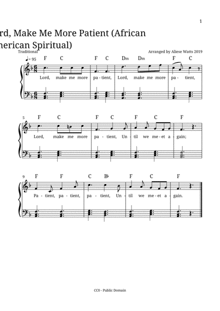 Lord Make Me More Patient (African American Spiritual) (arr. Aliese Watts)