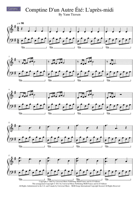 Comptine D'un Autre Été: L'après-midi (arr. GC)
