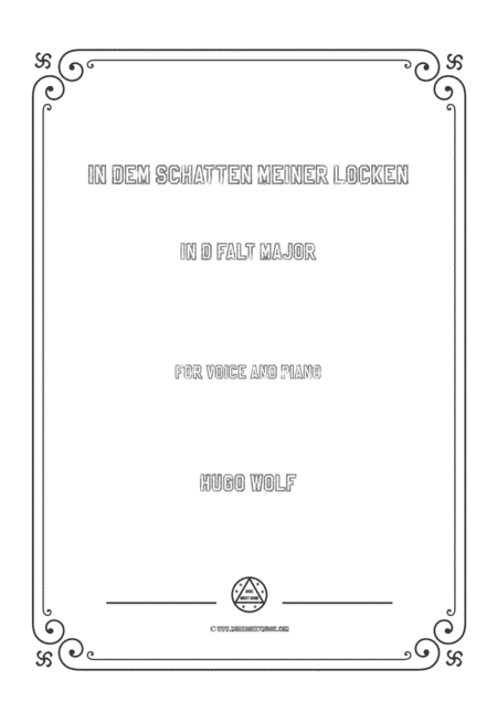 Wolf-In dem Schatten meiner Locken in D flat Major,for Voice and Piano (arr. MSM)