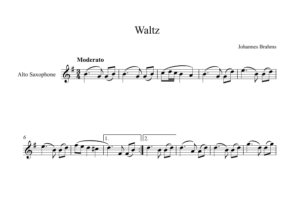 Waltz (Op. 39 No. 15) - Johannes Brahms (Alto Sax) (arr. Digital Book Music)