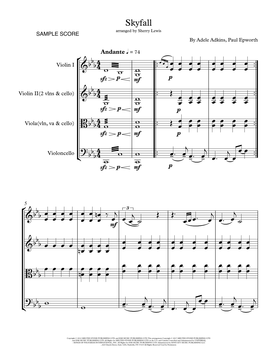 Skyfall (arr. Sherry Lewis Publishing)