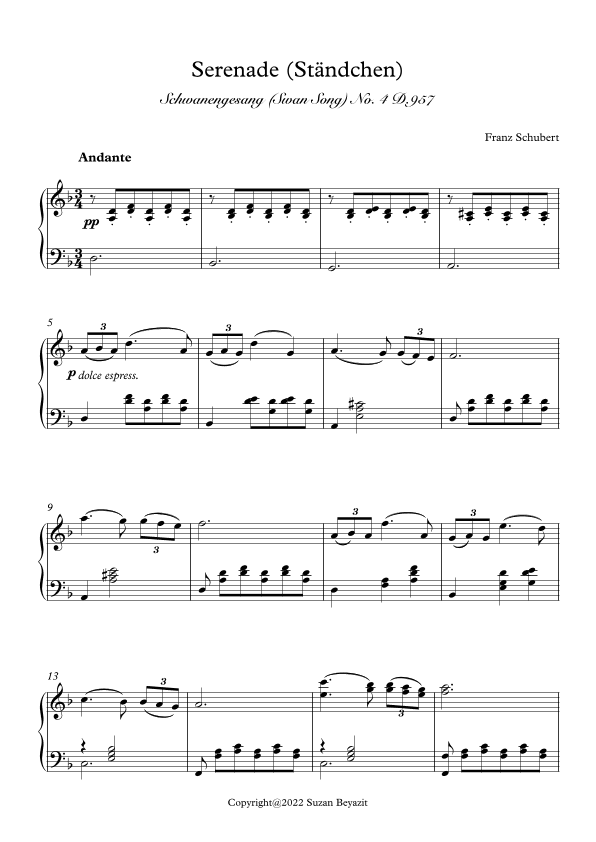 Serenade (Ständchen) (arr. Suzan Beyazit)
