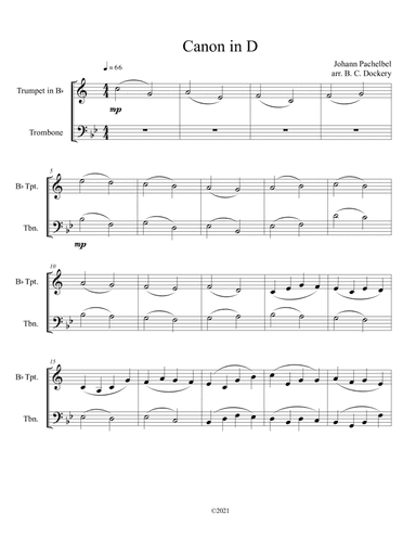 Canon in D (Trumpet and Trombone Duet) (arr. B. C. Dockery)