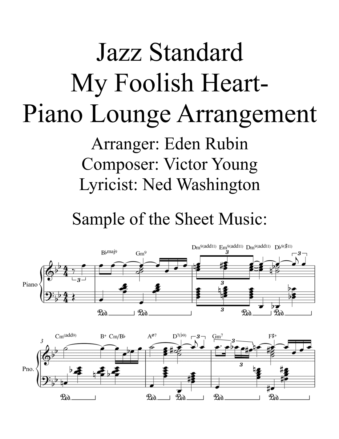 My Foolish Heart (arr. Eden Rubin)