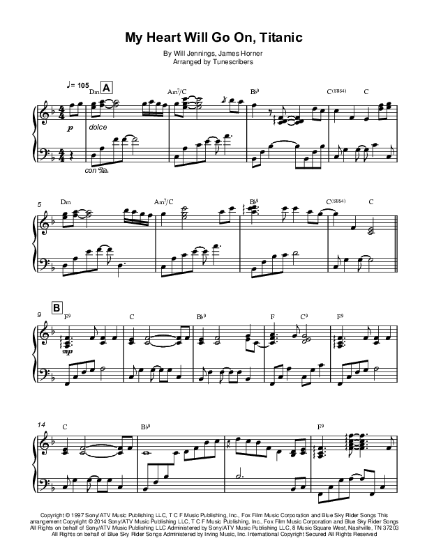 My Heart Will Go On, Titanic (arr. Tunescribers)