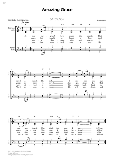 Amazing Grace - SATB Choir - W/Chords (arr. César Madeira)