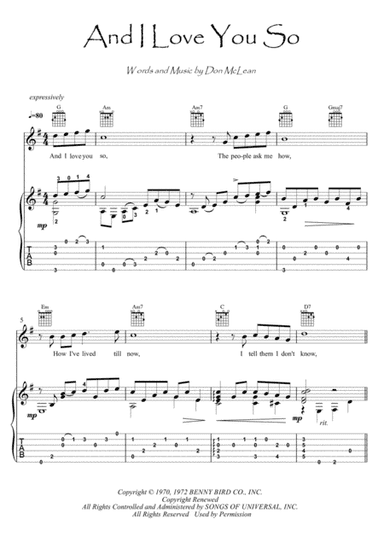 And I Love You So (arr. PianoSheetNow)