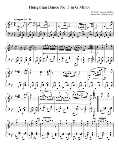 Hungarian Dance No. 5 in G Minor (arr. Zachary Corbett)