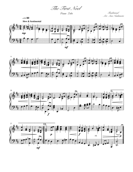 The First Noel (jazzy arrangement) (arr. Ami Nashimoto)