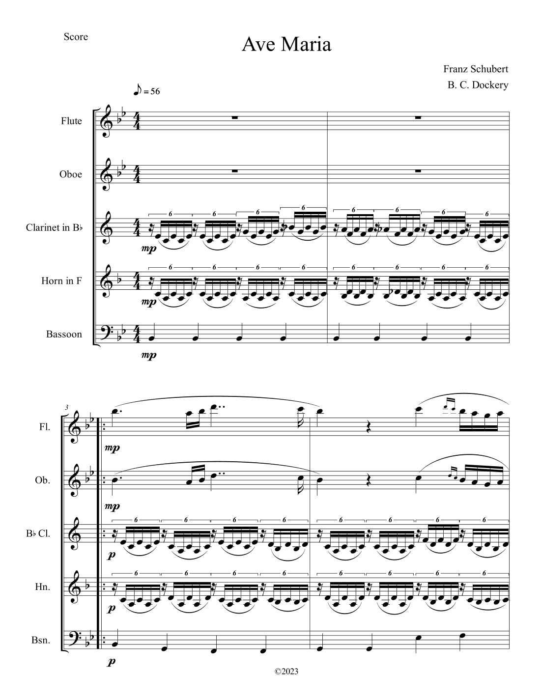 Ave Maria (Woodwind Quintet) (arr. B. C. Dockery)