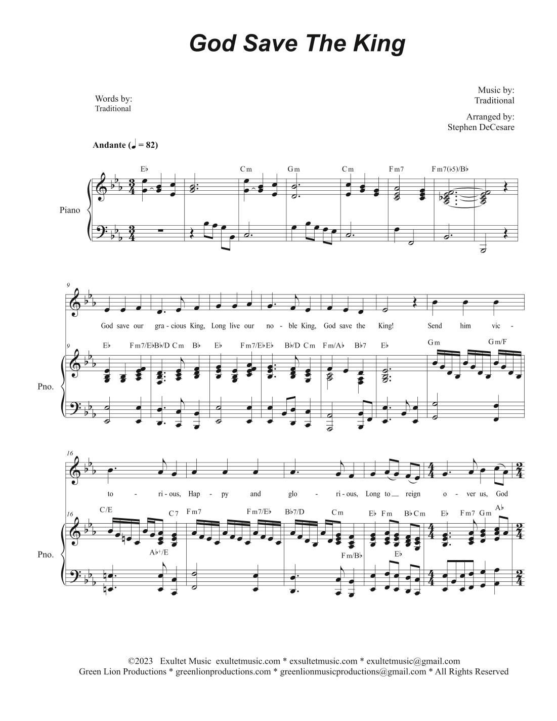 God Save The King (Unison choir - (Medium Key) (arr. Stephen DeCesare)
