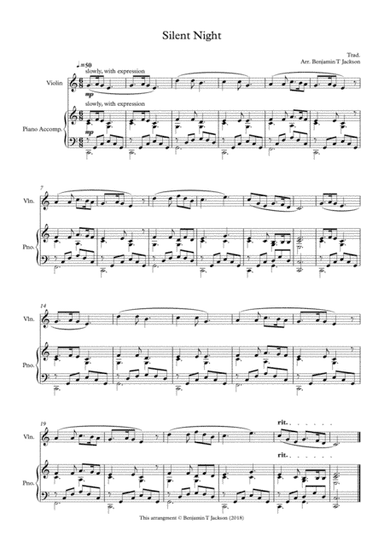 Silent Night - Violin (arr. Benjamin T Jackson)