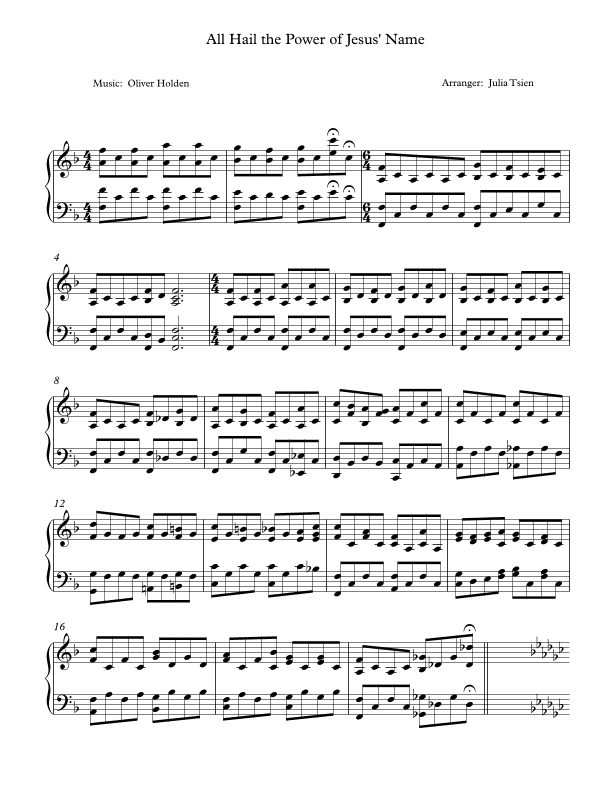 All Hail the Power of Jesus' Name (arr. julia tsien)
